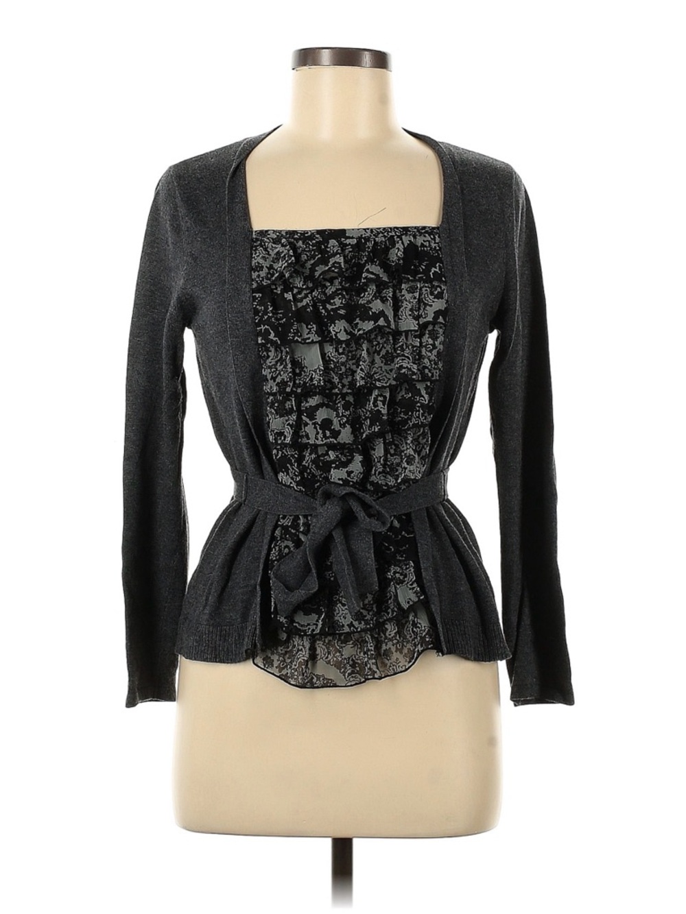 Apt. 9 Petite Heather Gray Knit belted Twofer Top